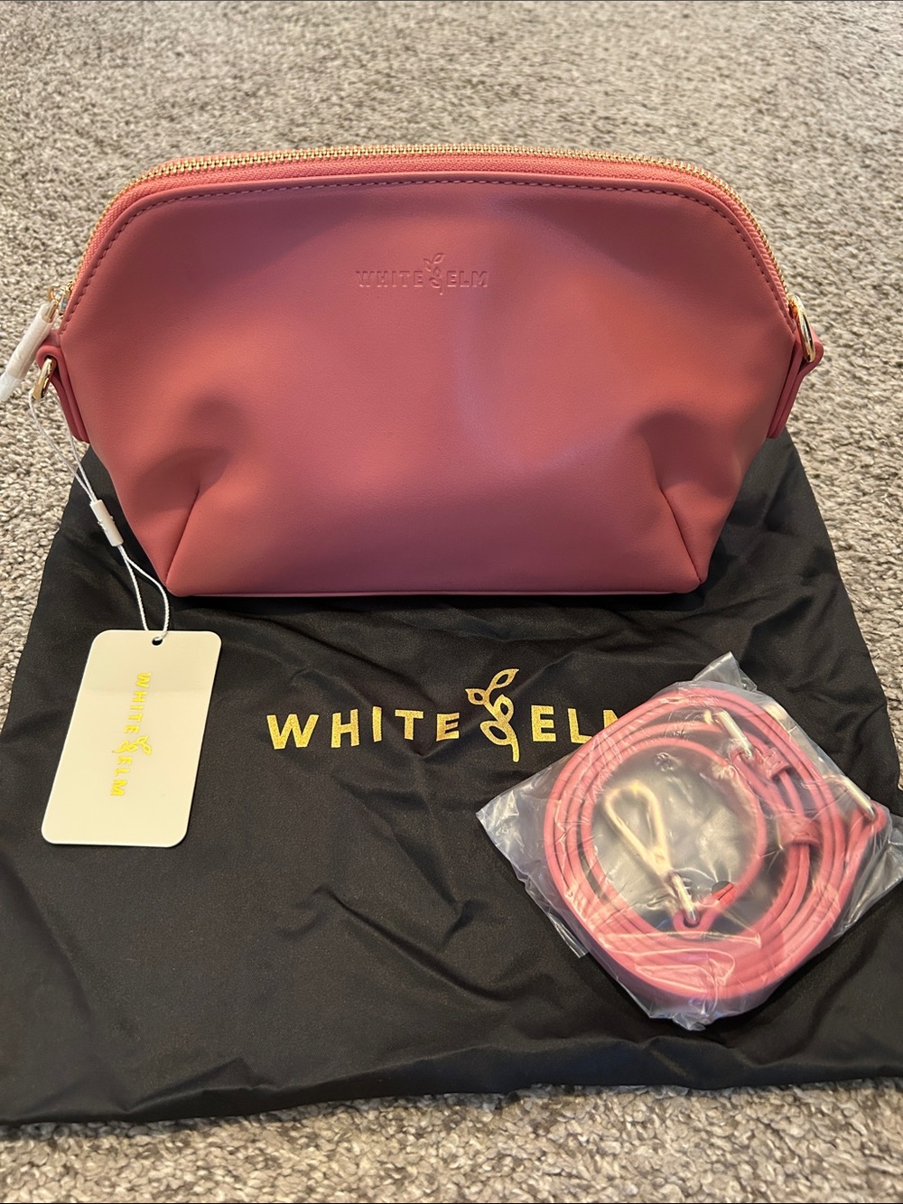 White Elm Rosette Bag Peony NWT